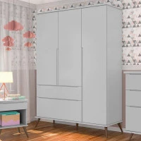 Guarda Roupa Infantil Retro Alice Cinza Acetinado ambiente P