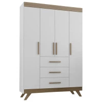 Guarda Roupa Infantil Retrô Vitória Branco Brilho Wengue - C