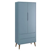 Guarda Roupa Infantil Theo 2 Portas Azul com Pés Amadeirados