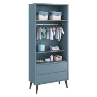Guarda Roupa Infantil Theo 2 Portas Azul com Pés Amadeirados