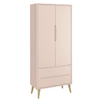 Guarda Roupa Infantil Theo 2 Portas Rosa com Pés Madeira Nat