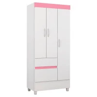 Guarda Roupa Infantil Wind Branco/Rosa Flex