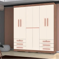 Guarda Roupa Londres 6 Portas Teka Champanhe – Incorplac