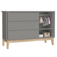 Interna Cômoda Infantil New Classic com Porta Cinza com Pés 
