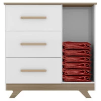 Interna Cômoda Retrô Vitória Branco Brilho Wengue - Canaã