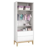 Interna Guarda Roupa Classic 2 Portas Branco com Pés Madeira