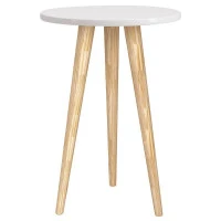 Mesa de Canto Theo Branco Madeira Natural – Reller