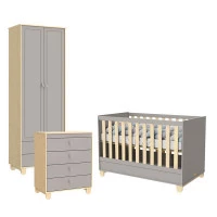 Quarto de Bebê 2 Portas Rope Natural Cinza - Matic