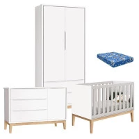 Quarto-de-Bebe-Classic-2-Portas-com-Colchao-e-Comoda-Branco-