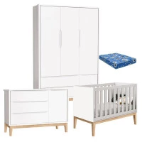 Quarto-de-Bebe-Classic-3-Portas-com-Colchao-e-Comoda-Branco-