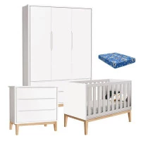 Quarto-de-Bebe-Classic-3-Portas-com-Colchao-e-Comoda-Gavetei