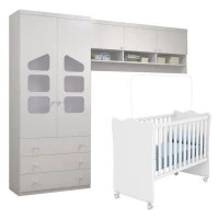 Quarto de Bebê Eloisa com Berço Doce Sonho Branco Brilho Pho