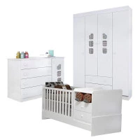 Quarto de Bebê Lívia com Berço Multifuncional Selena Branco 