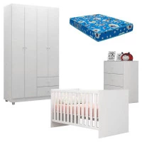 Quarto de Bebê Louise 4 Portas com Berço Doce Sonho 100 Bran