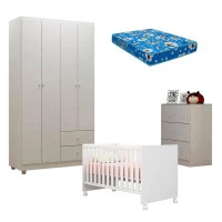 Quarto de Bebê Louise 4 Portas com Berço Doce Sonho 100 Bran