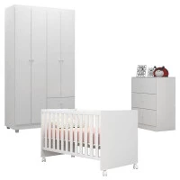 Quarto de Bebê Louise 4 Portas com Berço Doce Sonho 100 Rodí