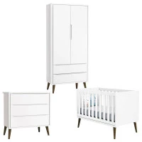 Quarto de Bebê Theo 2 Portas Branco Acetinado com Pés Amadei