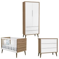 Quarto de Bebê Theo 2 Portas Branco Acetinado Mezzo Castani
