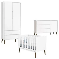Quarto de Bebê Theo 2 Portas com Cômoda com Porta Branco Ace