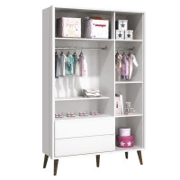 Quarto de Bebe Theo 3 Portas com Cômoda com Porta Branco Ace
