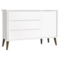 Quarto de Bebe Theo 3 Portas com Cômoda com Porta Branco Ace