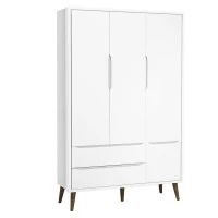 Quarto de Bebe Theo 3 Portas com Cômoda com Porta Branco Ace